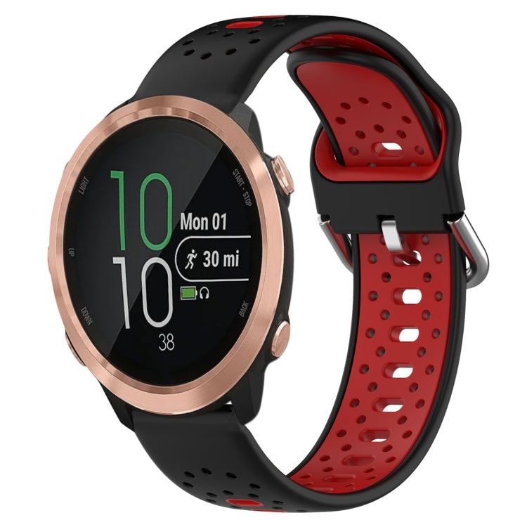 For Garmin Forerunner 645 Music 20mm Breathable Two-Color Silicone Watch Band(Black+Red) - Watch Bands by PMC TechLife | Online Shopping South Africa | PMC TechLife