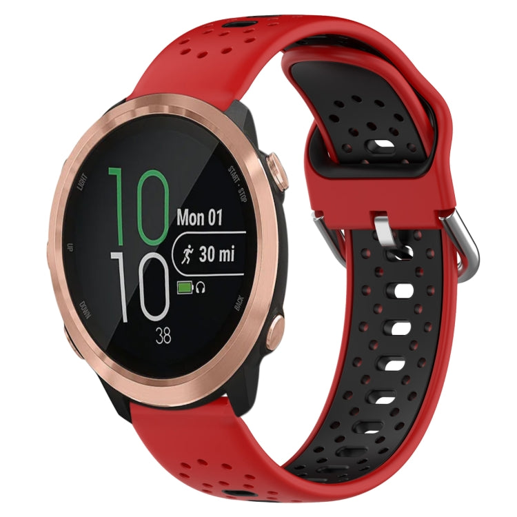 For Garmin Forerunner 645 Music 20mm Breathable Two-Color Silicone Watch Band(Red+Black) - Watch Bands by PMC TechLife | Online Shopping South Africa | PMC TechLife