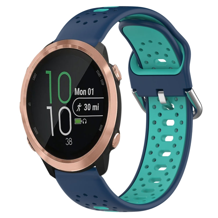 For Garmin Forerunner 645 Music 20mm Breathable Two-Color Silicone Watch Band(Blue+Teal) - Watch Bands by PMC TechLife | Online Shopping South Africa | PMC TechLife