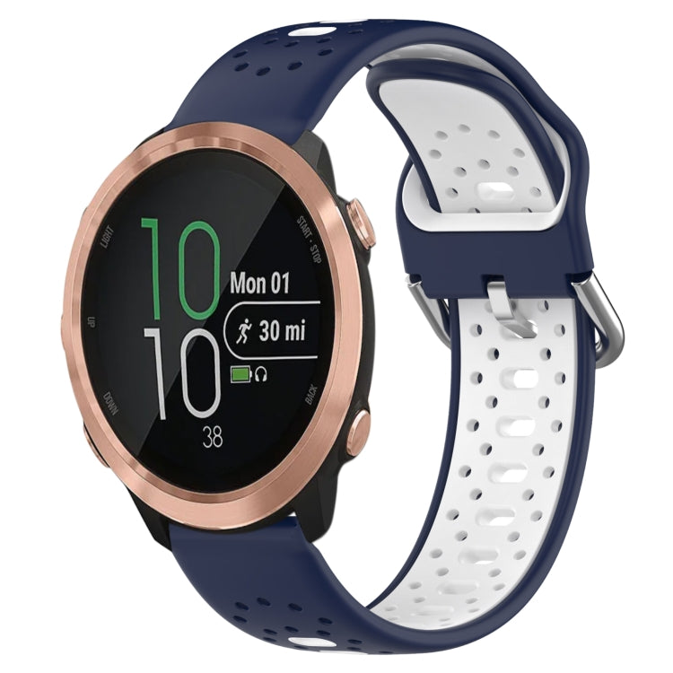 For Garmin Forerunner 645 Music 20mm Breathable Two-Color Silicone Watch Band(Midnight Blue+White) - Watch Bands by PMC TechLife | Online Shopping South Africa | PMC TechLife