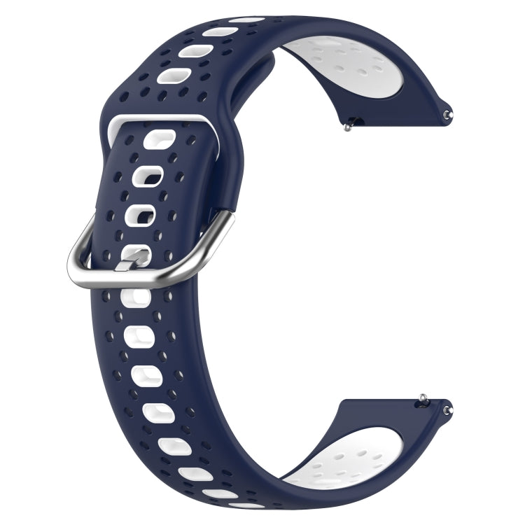 For Garmin Forerunner 645 Music 20mm Breathable Two-Color Silicone Watch Band(Midnight Blue+White) - Watch Bands by PMC TechLife | Online Shopping South Africa | PMC TechLife