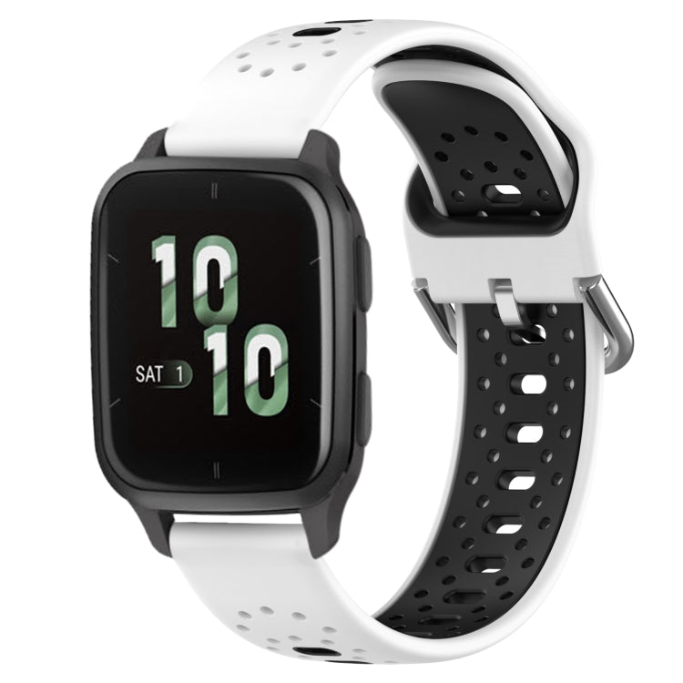 For Garmin Forerunner Sq2 20mm Breathable Two-Color Silicone Watch Band(White+Black) - Watch Bands by PMC TechLife | Online Shopping South Africa | PMC TechLife