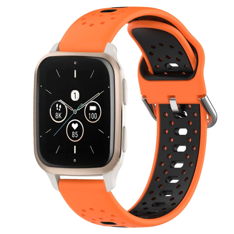 For Garmin Forerunner Sq2 Music 20mm Breathable Two-Color Silicone Watch Band(Orange+Black) -  by PMC TechLife | Online Shopping South Africa | PMC TechLife