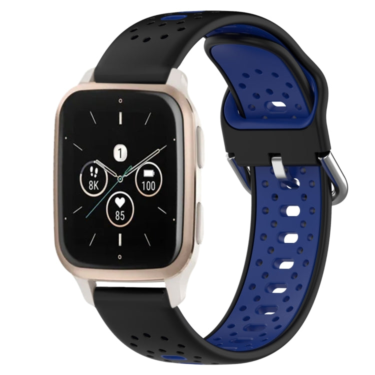 For Garmin Forerunner Sq2 Music 20mm Breathable Two-Color Silicone Watch Band(Black+Blue) - Watch Bands by PMC TechLife | Online Shopping South Africa | PMC TechLife
