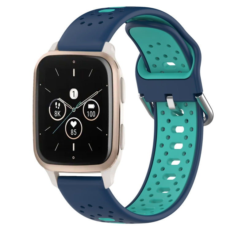 For Garmin Forerunner Sq2 Music 20mm Breathable Two-Color Silicone Watch Band(Blue+Teal) - Watch Bands by PMC TechLife | Online Shopping South Africa | PMC TechLife