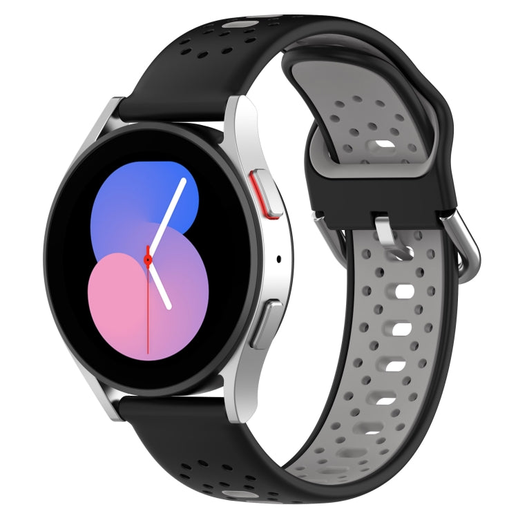 For Samsung Galaxy Watch 5 44mm 20mm Breathable Two-Color Silicone Watch Band(Black+Grey) - Watch Bands by PMC TechLife | Online Shopping South Africa | PMC TechLife