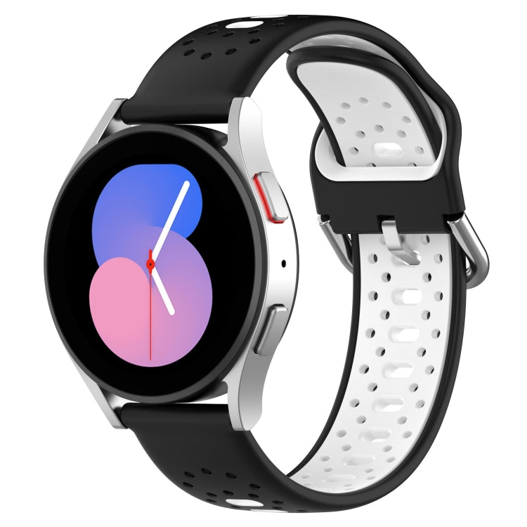 For Samsung Galaxy Watch 5 40mm 20mm Breathable Two-Color Silicone Watch Band(Black+White) - Watch Bands by PMC TechLife | Online Shopping South Africa | PMC TechLife