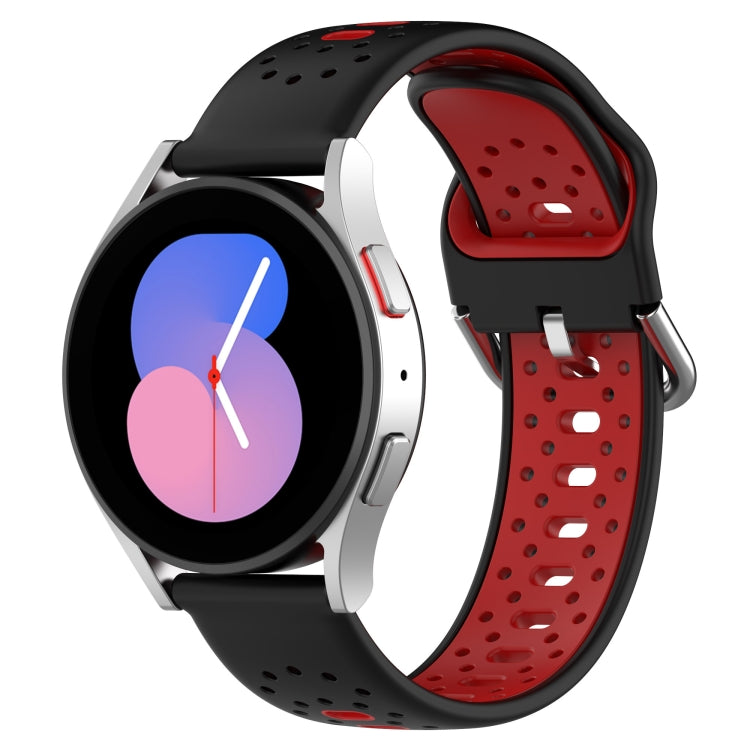 For Samsung Galaxy Watch 5 Pro 45mm 20mm Breathable Two-Color Silicone Watch Band(Black+Red) - Watch Bands by PMC TechLife | Online Shopping South Africa | PMC TechLife