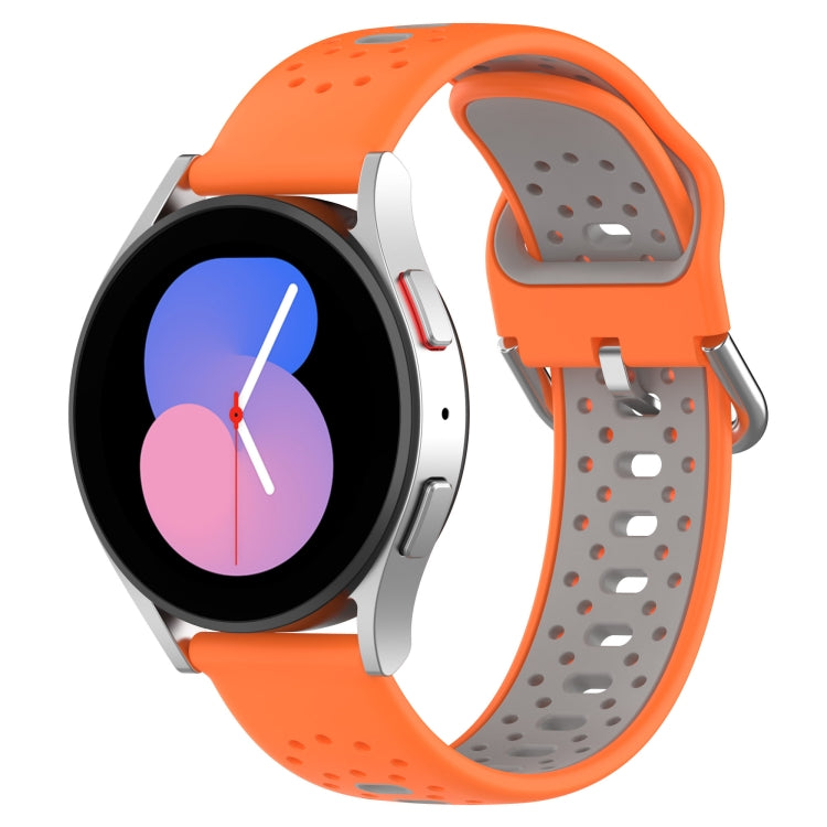 For Samsung Galaxy Watch 4 40mm 20mm Breathable Two-Color Silicone Watch Band(Orange+Grey) - Watch Bands by PMC TechLife | Online Shopping South Africa | PMC TechLife