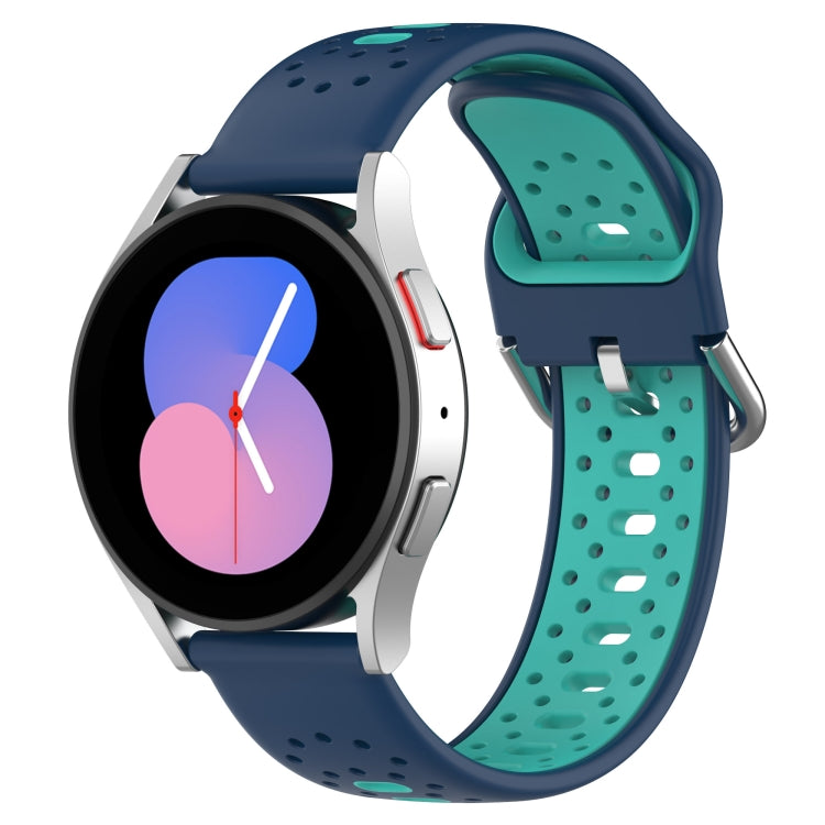 For Samsung Galaxy Watch 4 40mm 20mm Breathable Two-Color Silicone Watch Band(Blue+Teal) - Watch Bands by PMC TechLife | Online Shopping South Africa | PMC TechLife