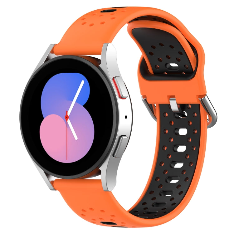 For Samsung  Galaxy Watch 4 Classic 42mm 20mm Breathable Two-Color Silicone Watch Band(Orange+Black) - Watch Bands by PMC TechLife | Online Shopping South Africa | PMC TechLife
