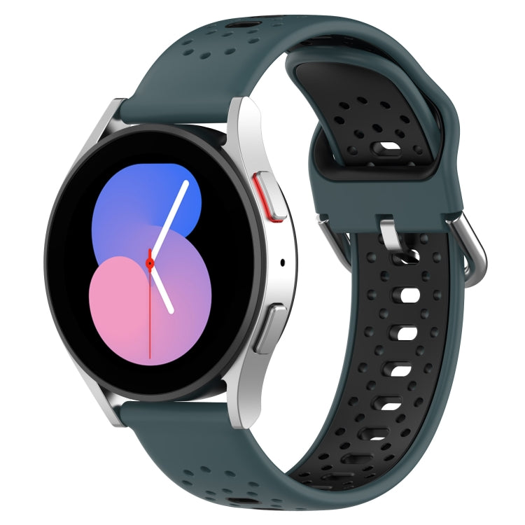 For Samsung  Galaxy Watch 4 Classic 42mm 20mm Breathable Two-Color Silicone Watch Band(Olive Green+Black) - Watch Bands by PMC TechLife | Online Shopping South Africa | PMC TechLife