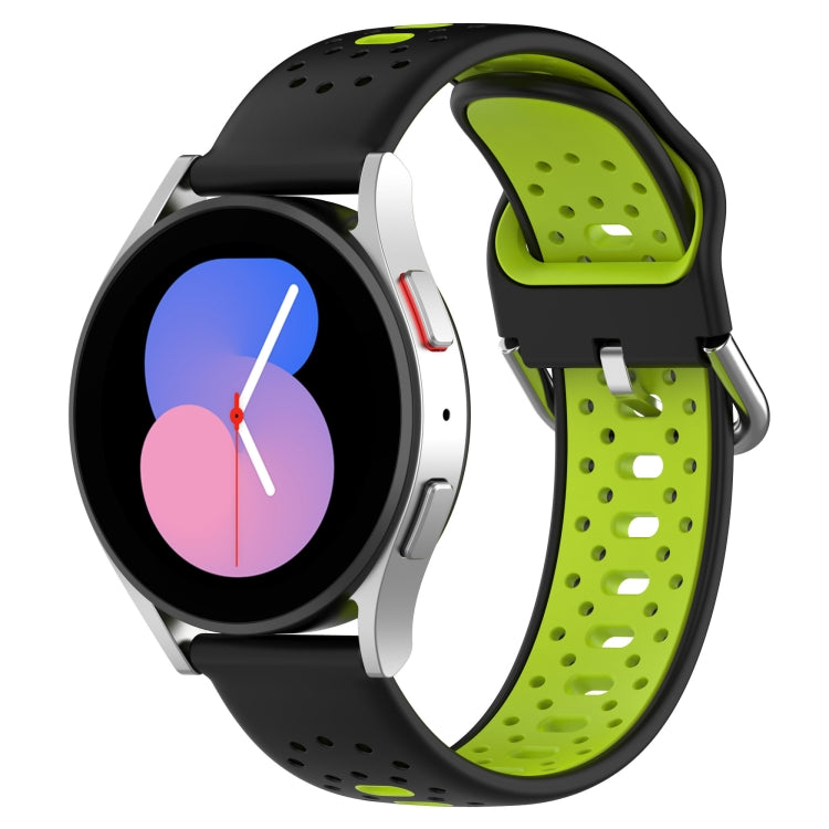 For Samsung  Galaxy Watch 4 Classic 46mm 20mm Breathable Two-Color Silicone Watch Band(Black+Lime Green) - Watch Bands by PMC TechLife | Online Shopping South Africa | PMC TechLife