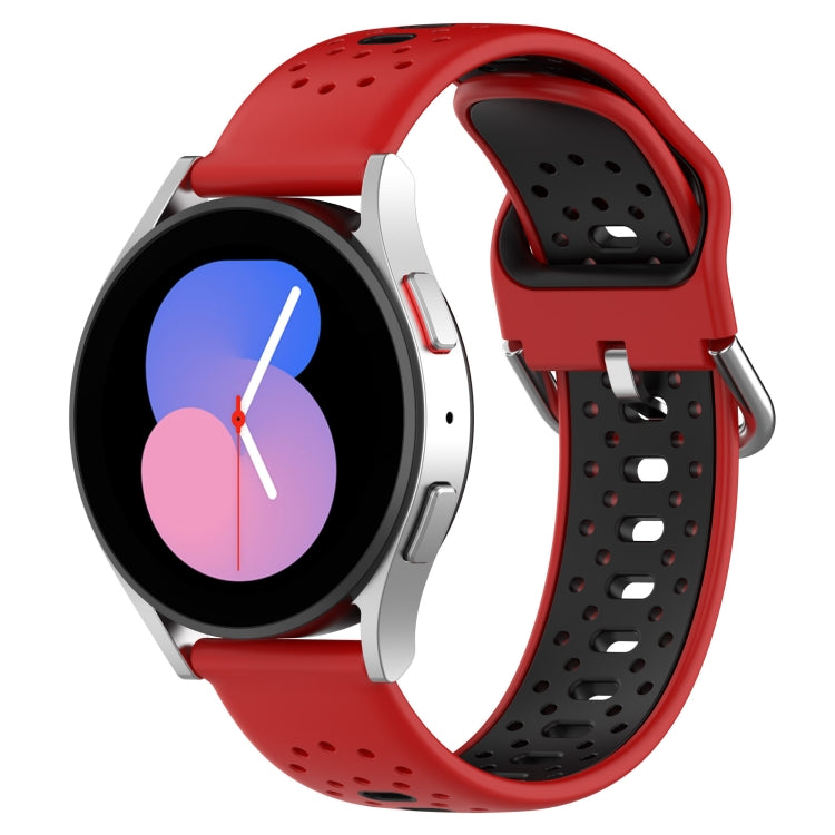 For Samsung  Galaxy Watch 4 Classic 46mm 20mm Breathable Two-Color Silicone Watch Band(Red+Black) - Watch Bands by PMC TechLife | Online Shopping South Africa | PMC TechLife
