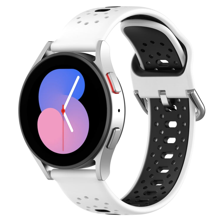 For Samsung Galaxy Watch Active 2 44mm 20mm Breathable Two-Color Silicone Watch Band(White+Black) - Watch Bands by PMC TechLife | Online Shopping South Africa | PMC TechLife
