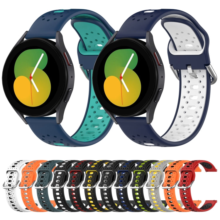 For Samsung Galaxy Watch 4 40mm 20mm Breathable Two-Color Silicone Watch Band(Black+Yellow) - Watch Bands by PMC TechLife | Online Shopping South Africa | PMC TechLife