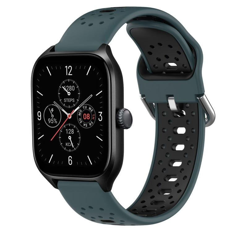 For Amazfit GTS 4 20mm Breathable Two-Color Silicone Watch Band(Olive Green+Black) -  by PMC TechLife | Online Shopping South Africa | PMC TechLife