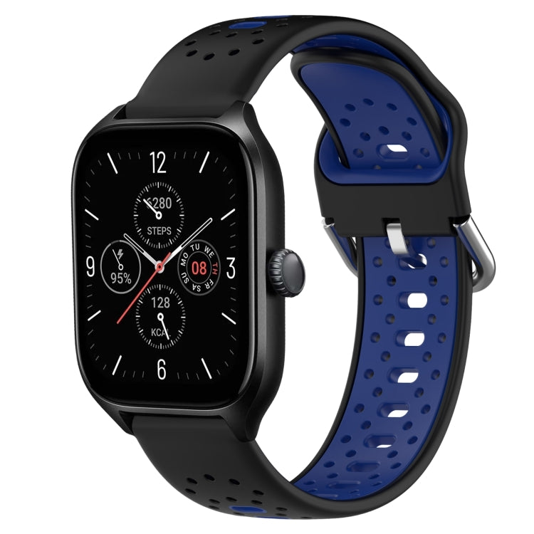 For Amazfit GTS 4 20mm Breathable Two-Color Silicone Watch Band(Black+Blue) - Watch Bands by PMC TechLife | Online Shopping South Africa | PMC TechLife