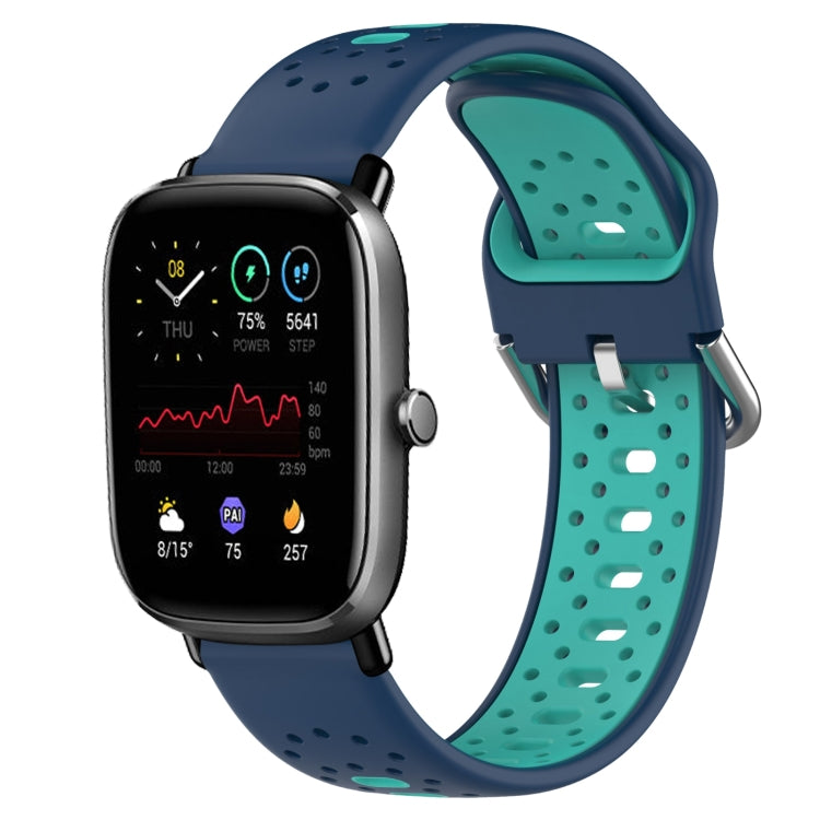 For Amazfit GTS 4 Mini 20mm Breathable Two-Color Silicone Watch Band(Blue+Water Duck) - Watch Bands by PMC TechLife | Online Shopping South Africa | PMC TechLife