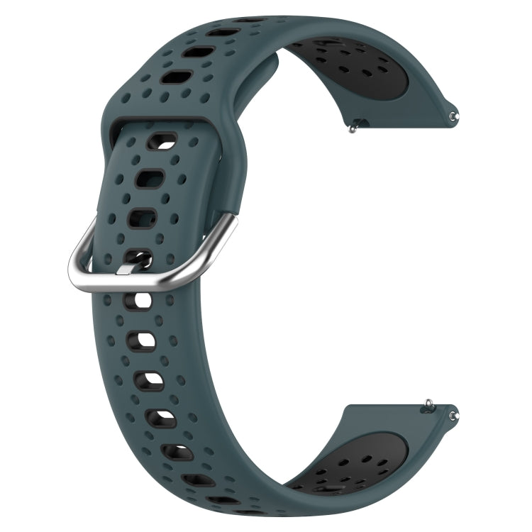 For Amazfit GTS 2E 20mm Breathable Two-Color Silicone Watch Band(Olive Green+Black) - Watch Bands by PMC TechLife | Online Shopping South Africa | PMC TechLife