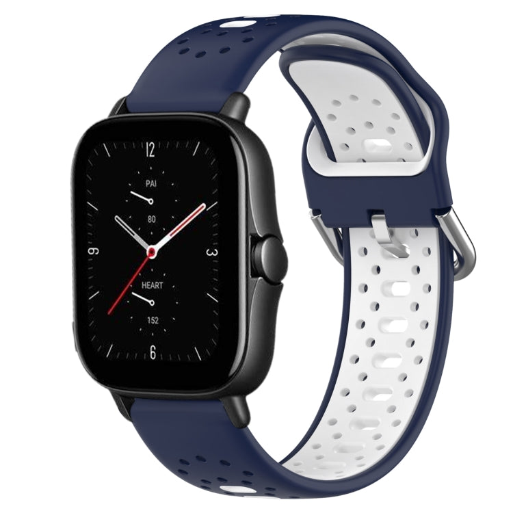 For Amazfit GTS 2E 20mm Breathable Two-Color Silicone Watch Band(Midnight Blue+White) -  by PMC TechLife | Online Shopping South Africa | PMC TechLife