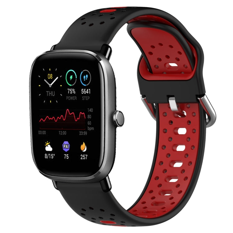 For Amazfit GTS 2 Mini 20mm Breathable Two-Color Silicone Watch Band(Black+Red) - Watch Bands by PMC TechLife | Online Shopping South Africa | PMC TechLife