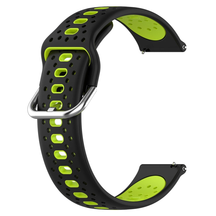 For Amazfit GTS 2 20mm Breathable Two-Color Silicone Watch Band(Black+Lime Green) - Watch Bands by PMC TechLife | Online Shopping South Africa | PMC TechLife