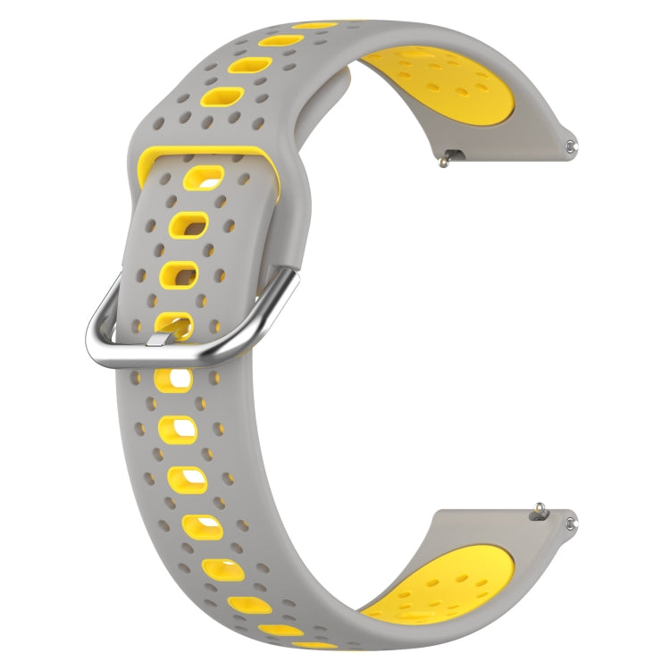 For Amazfit GTS 2 20mm Breathable Two-Color Silicone Watch Band(Grey+Yellow) - Watch Bands by PMC TechLife | Online Shopping South Africa | PMC TechLife