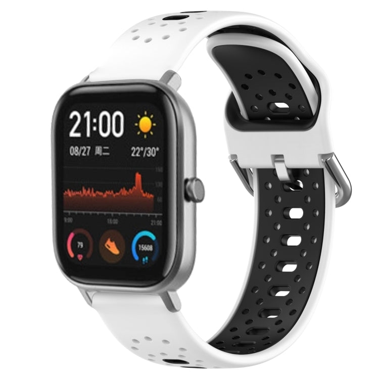 For Amazfit GTS 20mm Breathable Two-Color Silicone Watch Band(White+Black) -  by PMC TechLife | Online Shopping South Africa | PMC TechLife