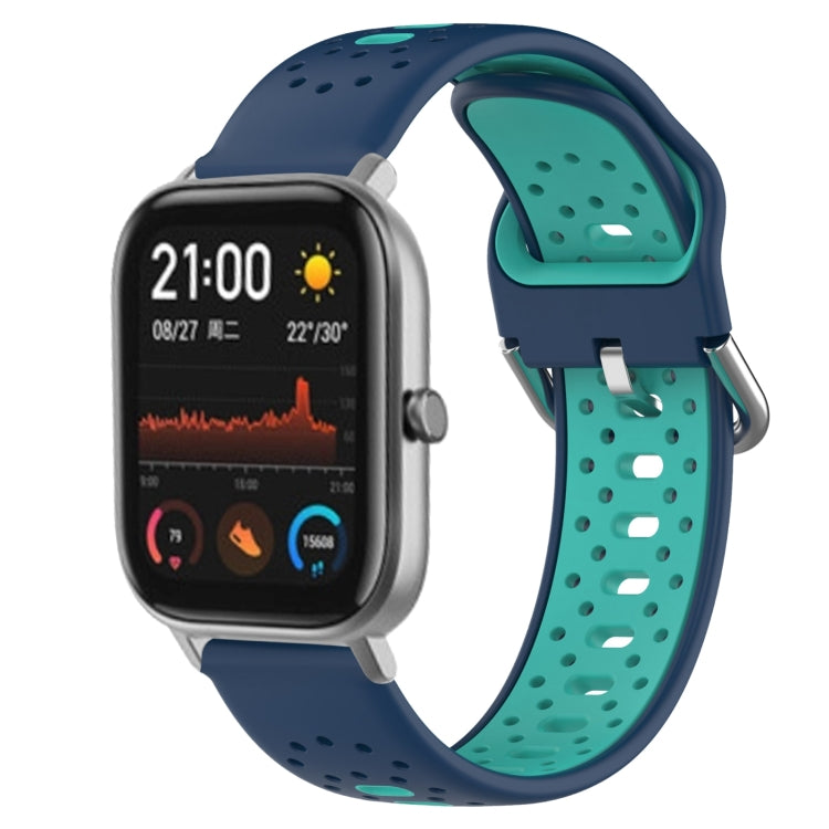 For Amazfit GTS 20mm Breathable Two-Color Silicone Watch Band(Blue+Water Duck) - Watch Bands by PMC TechLife | Online Shopping South Africa | PMC TechLife