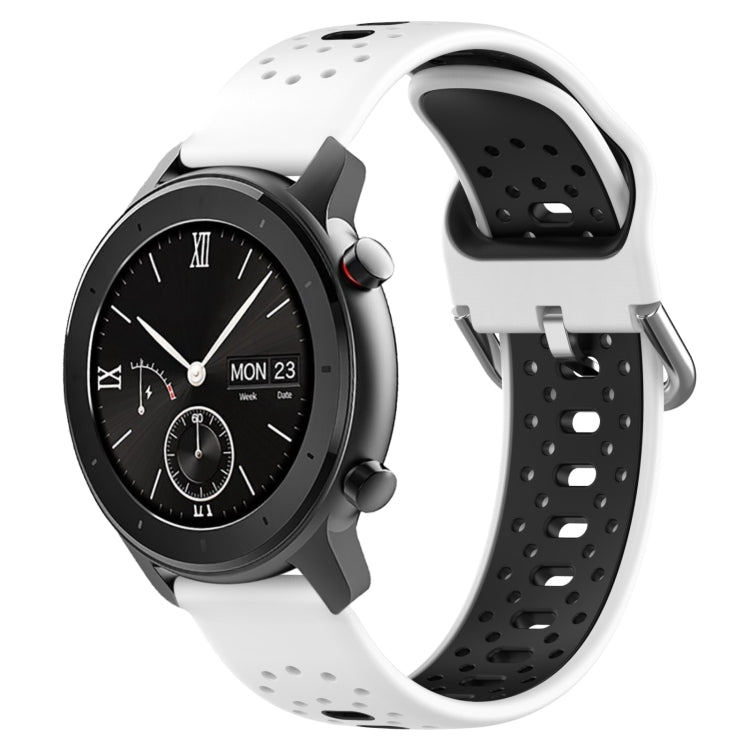 For Amazfit GTR 42mm 20mm Breathable Two-Color Silicone Watch Band(White+Black) - Watch Bands by PMC TechLife | Online Shopping South Africa | PMC TechLife