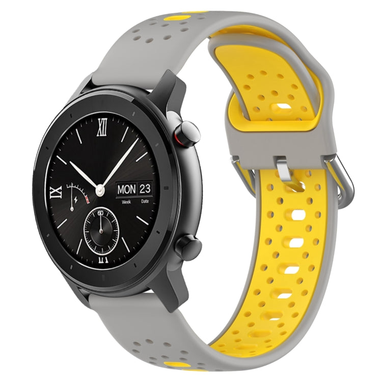 For Amazfit GTR 42mm 20mm Breathable Two-Color Silicone Watch Band(Grey+Yellow) - Watch Bands by PMC TechLife | Online Shopping South Africa | PMC TechLife