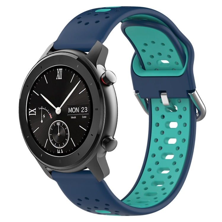 For Amazfit GTR 42mm 20mm Breathable Two-Color Silicone Watch Band(Blue+Water Duck) - Watch Bands by PMC TechLife | Online Shopping South Africa | PMC TechLife