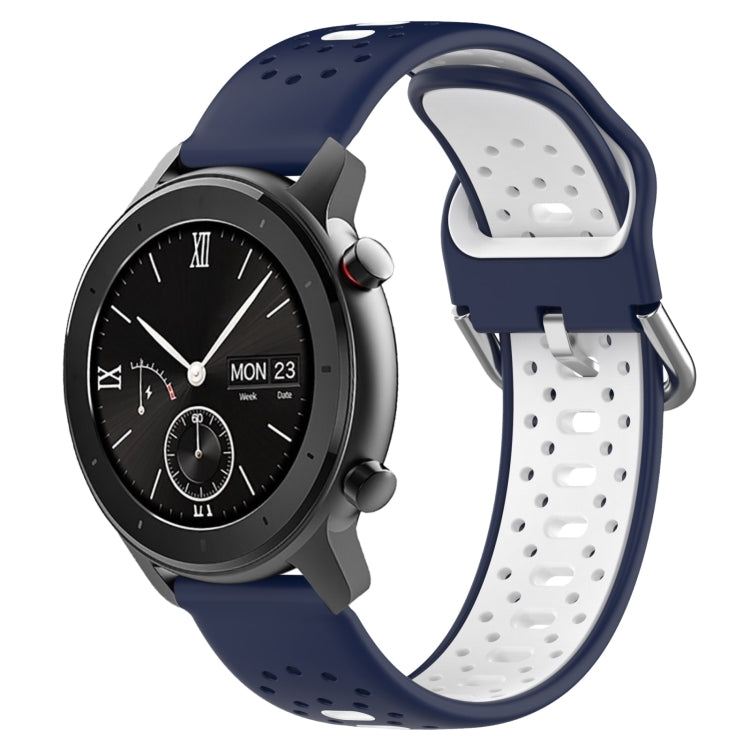 For Amazfit GTR 42mm 20mm Breathable Two-Color Silicone Watch Band(Midnight Blue+White) - Watch Bands by PMC TechLife | Online Shopping South Africa | PMC TechLife