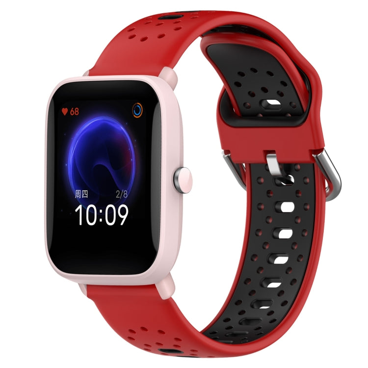 For Amazfit Pop Pro 20mm Breathable Two-Color Silicone Watch Band(Red+Black) -  by PMC TechLife | Online Shopping South Africa | PMC TechLife