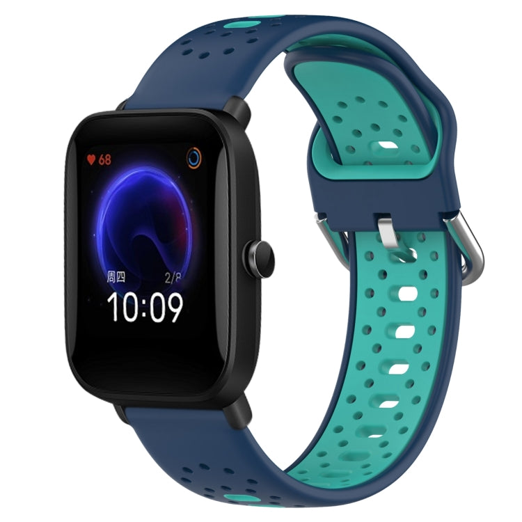 For Amazfit Pop 20mm Breathable Two-Color Silicone Watch Band(Blue+Water Duck) -  by PMC TechLife | Online Shopping South Africa | PMC TechLife