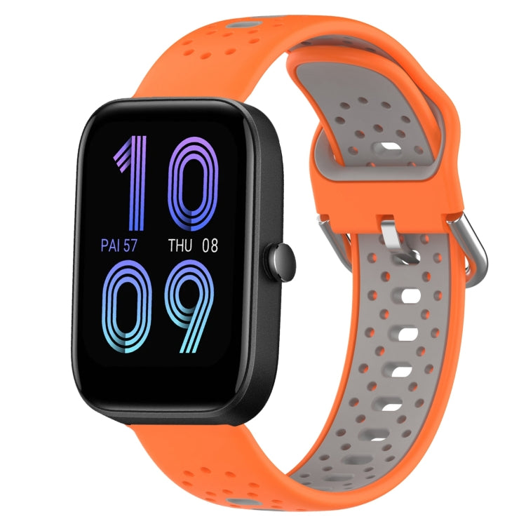 For Amazfit Bip3 20mm Breathable Two-Color Silicone Watch Band(Orange+Grey) - Watch Bands by PMC TechLife | Online Shopping South Africa | PMC TechLife