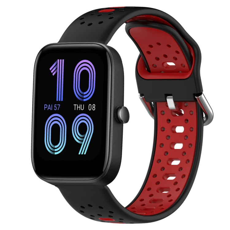 For Amazfit Bip3 20mm Breathable Two-Color Silicone Watch Band(Black+Red) -  by PMC TechLife | Online Shopping South Africa | PMC TechLife