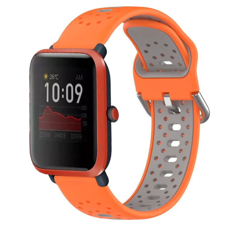 For Amazfit Bip 1S 20mm Breathable Two-Color Silicone Watch Band(Orange+Grey) -  by PMC TechLife | Online Shopping South Africa | PMC TechLife
