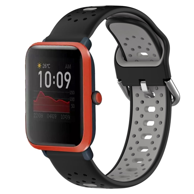 For Amazfit Bip 1S 20mm Breathable Two-Color Silicone Watch Band(Black+Grey) -  by PMC TechLife | Online Shopping South Africa | PMC TechLife