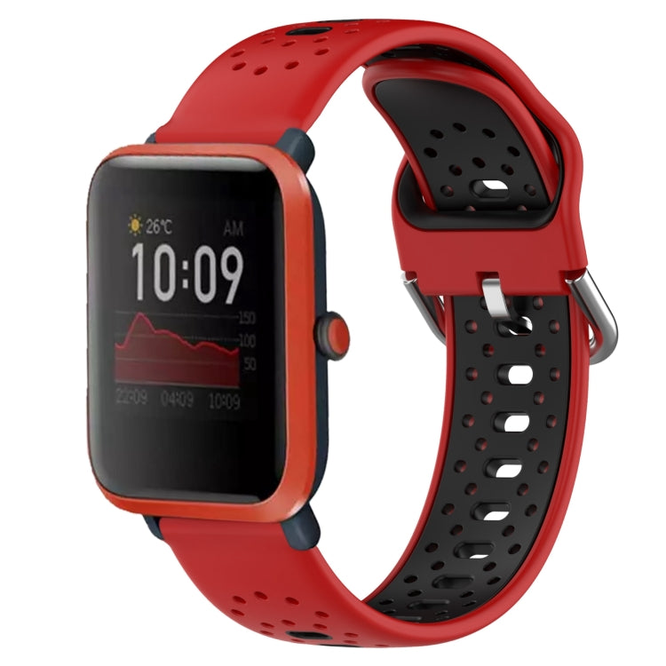 For Amazfit Bip 1S 20mm Breathable Two-Color Silicone Watch Band(Red+Black) - Watch Bands by PMC TechLife | Online Shopping South Africa | PMC TechLife