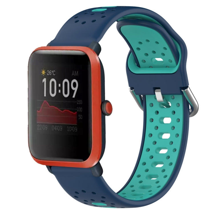 For Amazfit Bip 1S 20mm Breathable Two-Color Silicone Watch Band(Blue+Water Duck) - Watch Bands by PMC TechLife | Online Shopping South Africa | PMC TechLife