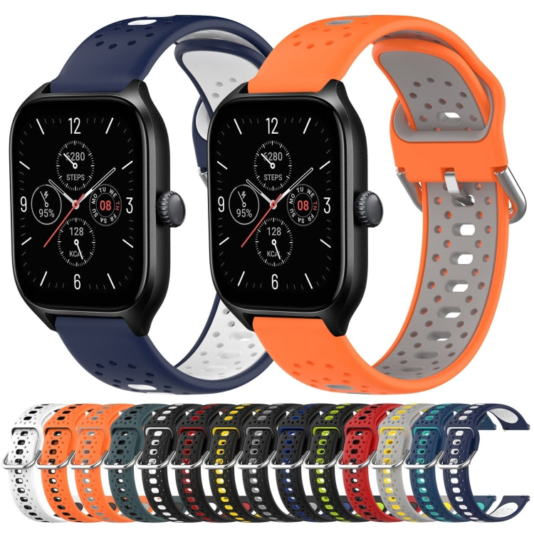 For Amazfit GTS 20mm Breathable Two-Color Silicone Watch Band(Blue+Water Duck) - Watch Bands by PMC TechLife | Online Shopping South Africa | PMC TechLife