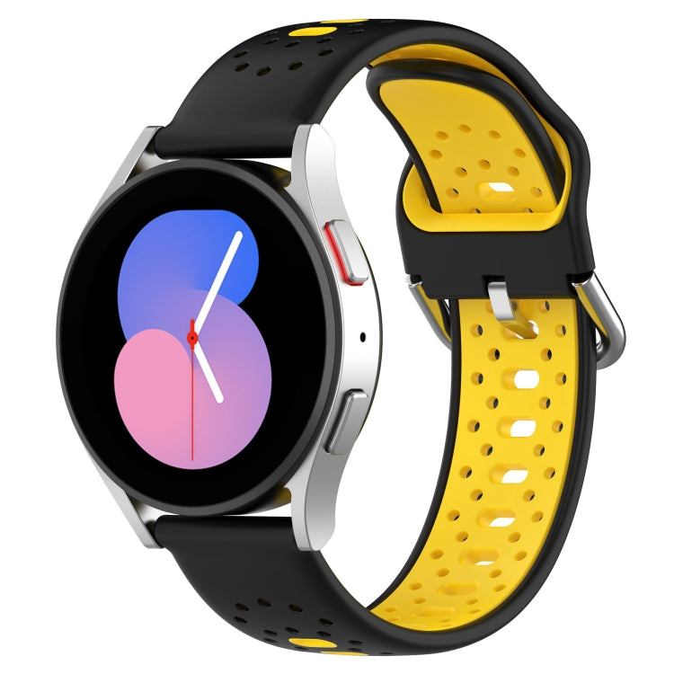 For Honor Watch ES 20mm Breathable Two-Color Silicone Watch Band(Black+Yellow) - Watch Bands by PMC TechLife | Online Shopping South Africa | PMC TechLife