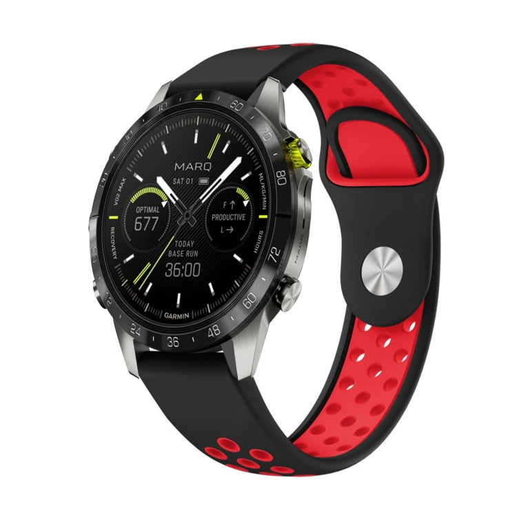 For Garmin MARQ Athlete Gen 2 22mm Sports Breathable Silicone Watch Band(Black+Red) -  by PMC TechLife | Online Shopping South Africa | PMC TechLife