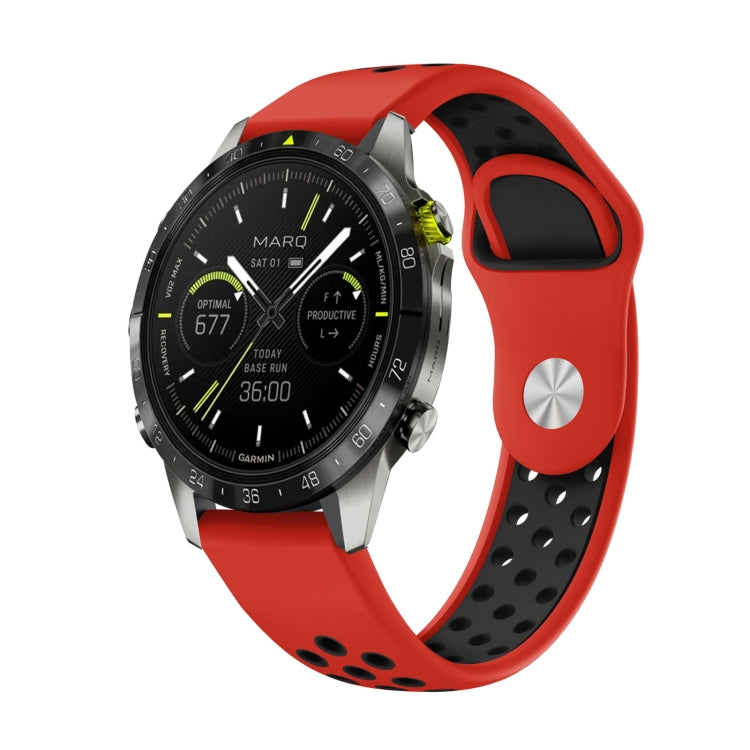 For Garmin MARQ Athlete Gen 2 22mm Sports Breathable Silicone Watch Band(Red+Black) -  by PMC TechLife | Online Shopping South Africa | PMC TechLife