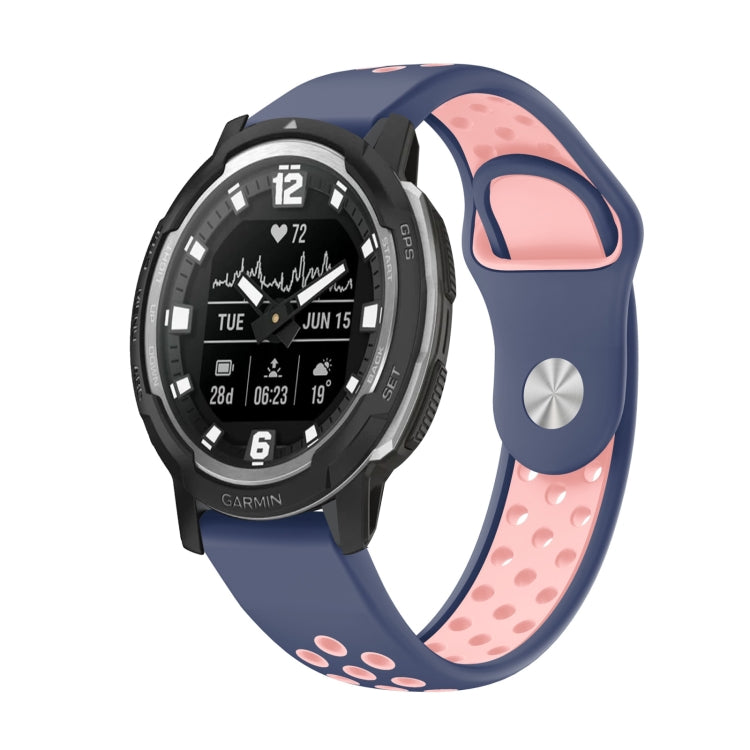 For Garmin Instinct Crossover 22mm Sports Breathable Silicone Watch Band(Midnight Blue+Pink) -  by PMC TechLife | Online Shopping South Africa | PMC TechLife
