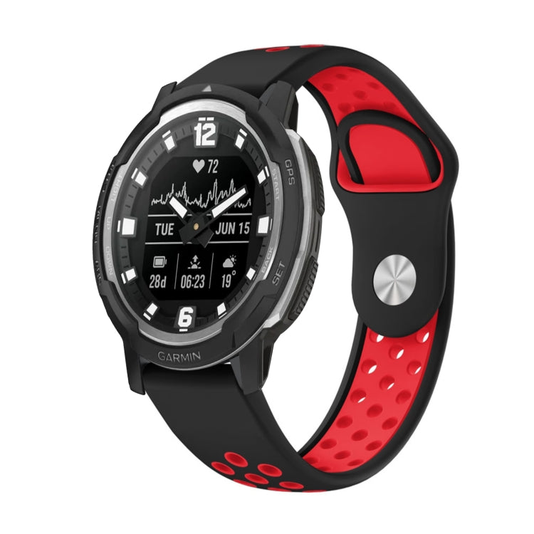 For Garmin Instinct Crossover Solar 22mm Sports Breathable Silicone Watch Band(Black+Red) -  by PMC TechLife | Online Shopping South Africa | PMC TechLife