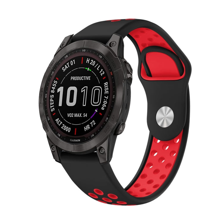 For Garmin Fenix 7 22mm Sports Breathable Silicone Watch Band(Black+Red) - Watch Bands by PMC TechLife | Online Shopping South Africa | PMC TechLife