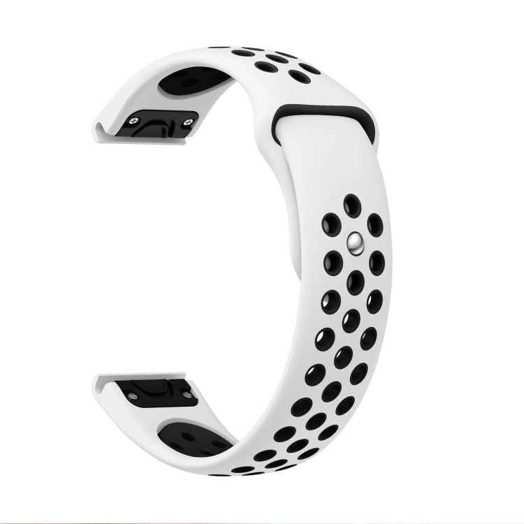 For Garmin Fenix 7 Solar 22mm Sports Breathable Silicone Watch Band(White+Black) - Watch Bands by PMC TechLife | Online Shopping South Africa | PMC TechLife